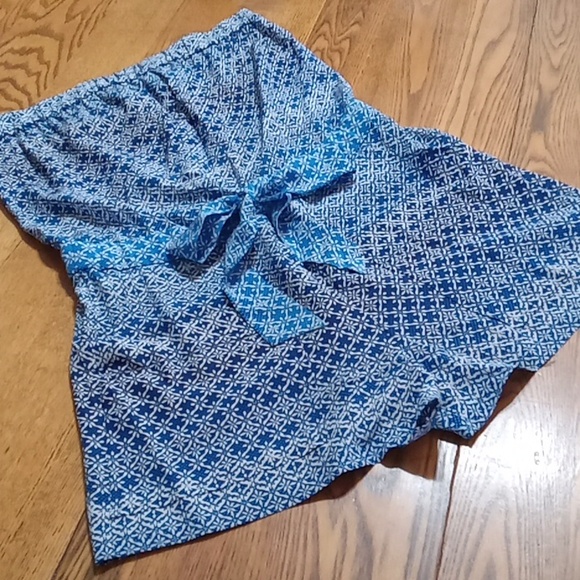 Diane Von Furstenberg  Womens 6 ROMPER Used BLUE Preowned SUMMER Strapless - Picture 2 of 12